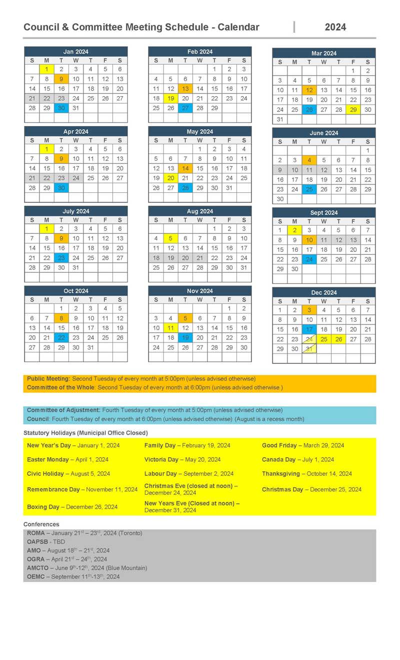 2024 Council Calendar